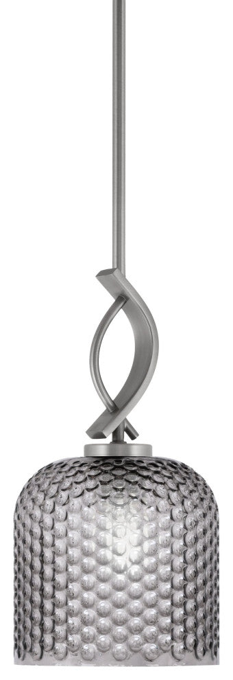 Cavella 1-Light Stem Hung Mini Pendant, Graphite, 7" Smoke Textured Glass