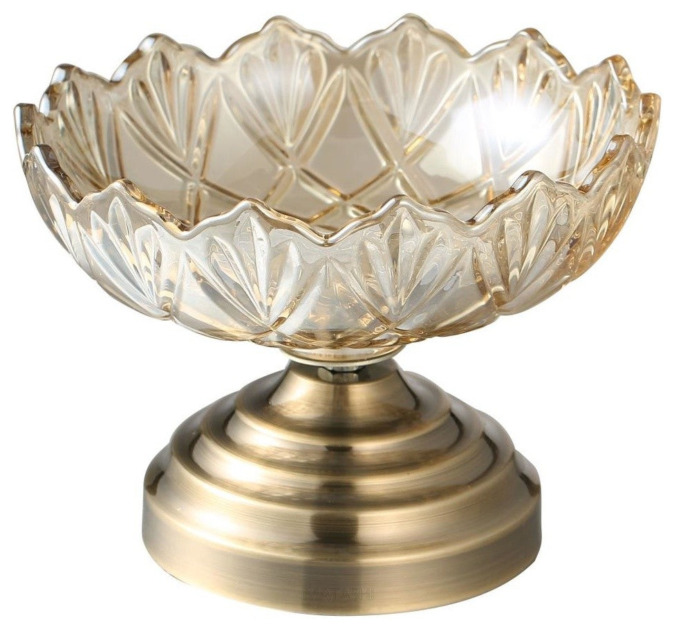 Matashi Champagne Colored Vintage High Quality Glass Candy Dish