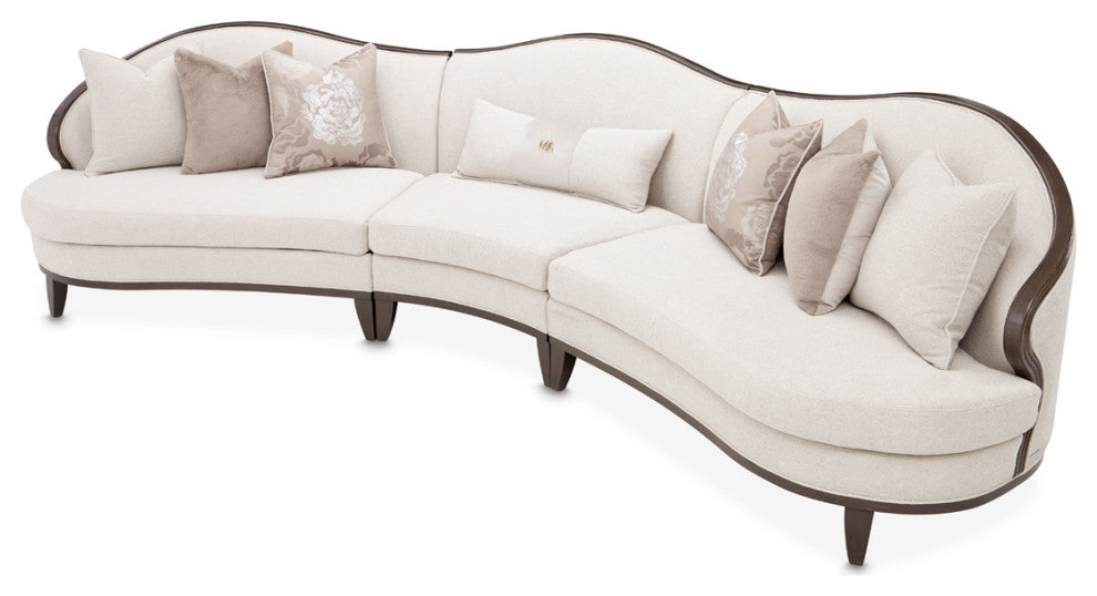Camellia Field 3-Piece Chenille Sofa, Linen/Warm Pecan
