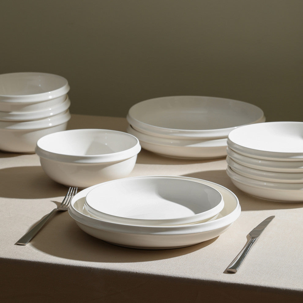 Stone Lain Verso Porcelain 24-Piece Dinnerware Set, White