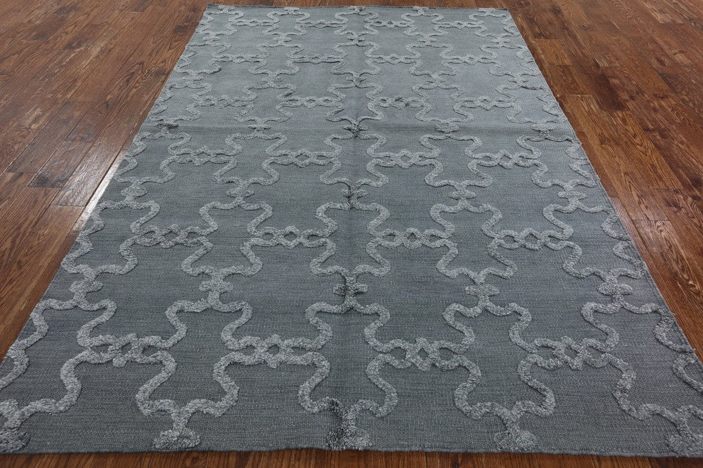 Handmade Modern Moroccan Hand-Knotted Oriental Wool Rug, 6'x9'