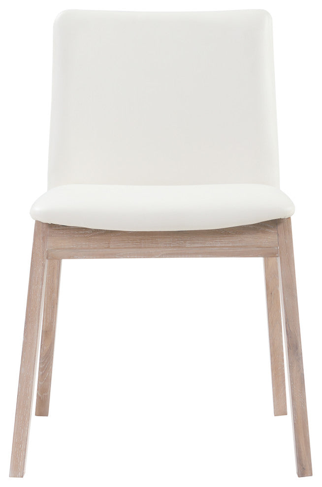 Deco Oak Dining Chair White Pvc, Set of 2