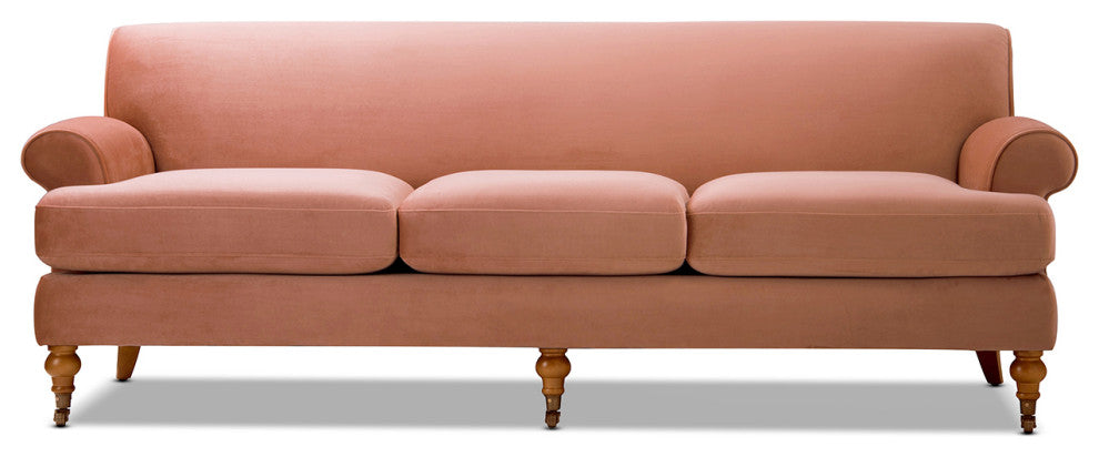 Alana Lawson 88" 3-Cushion Tight Back Sofa, Peach Orange Velvet