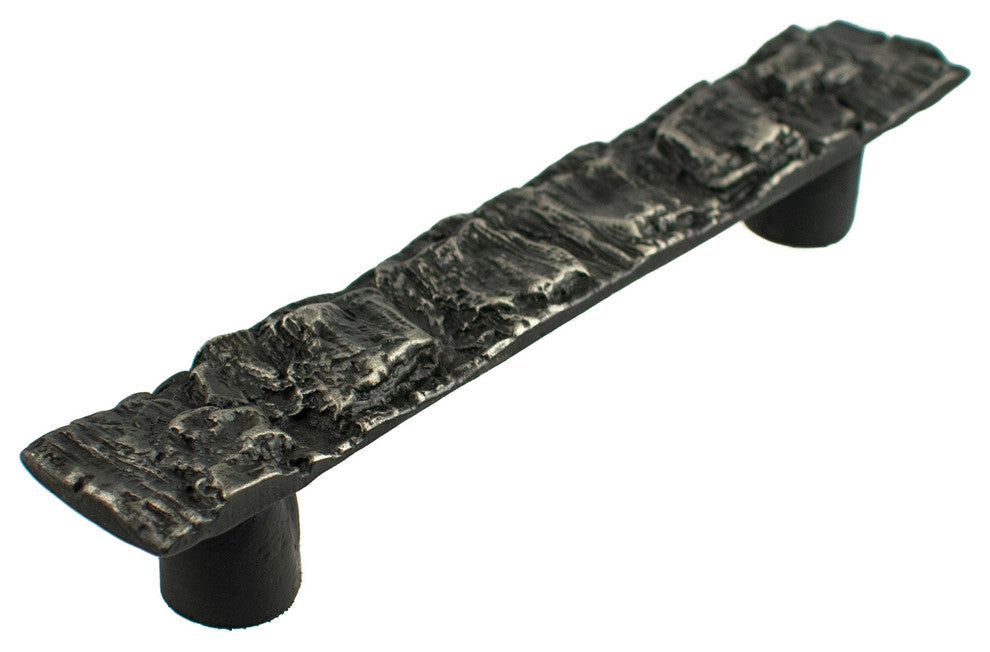 Bark 6" Pewter Cabinet Hardware Pull, Black Iron