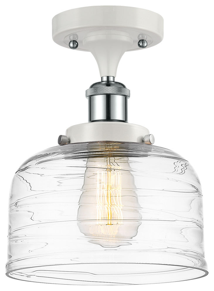 Innovations 916-1C-WPC-G713-LED 1-Light Semi-Flush Mount, White, Polished Chrome