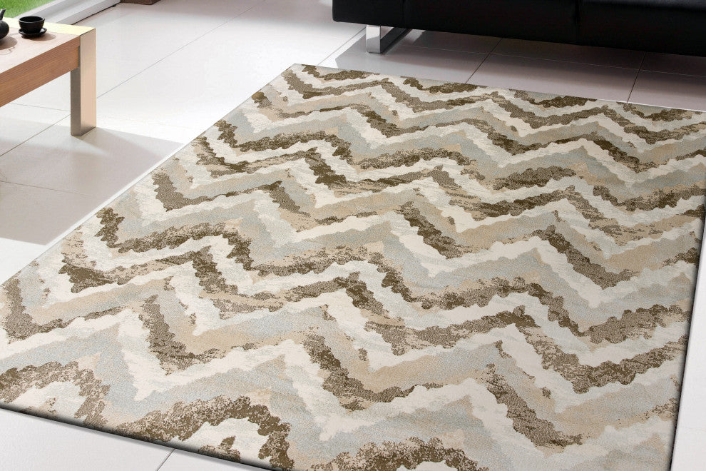 Melody Ivory and Beige Rug, 5'3"x7'7"