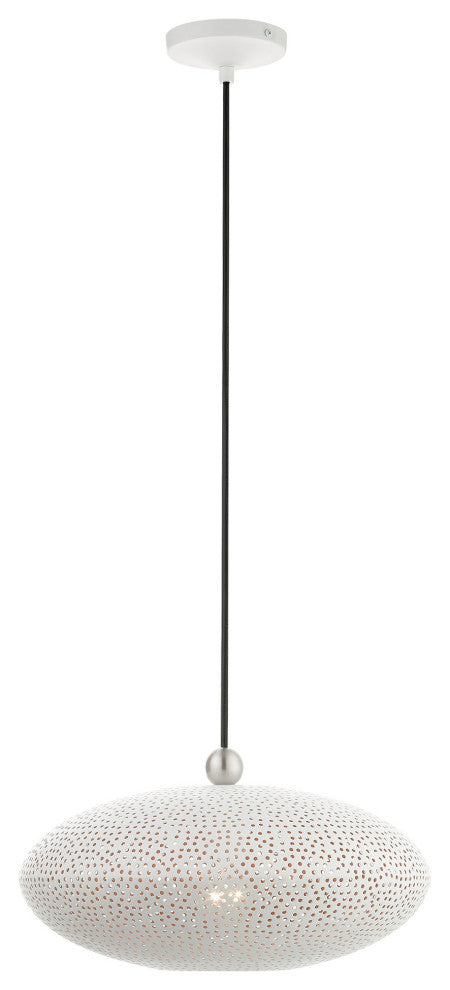 Livex Lighting Dublin 1 Light White With Brushed Nickel Accents Pendant