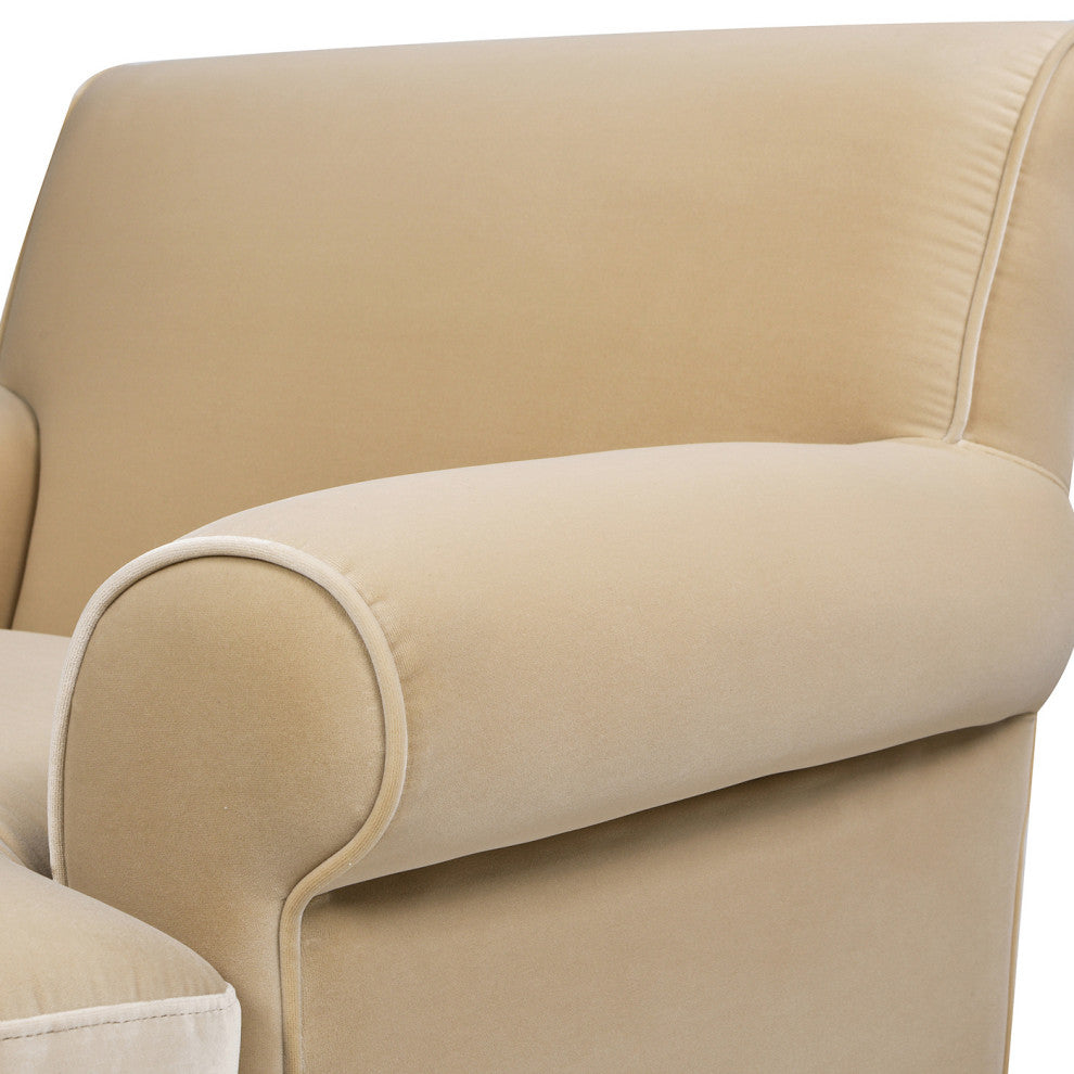 Alana 38" Lawson Accent Arm Chair, Metal Casters, Fawn Brown Performance Velvet