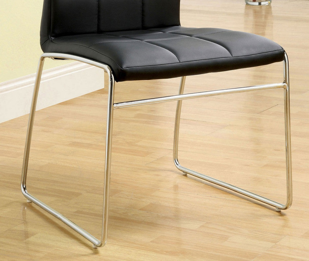 Set of 2 Leatherette Upholstered Side Chair, Black