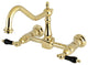 Kingston Brass Two-Handle Wall Mount Bridge Kitchen Faucet, Polished Brass