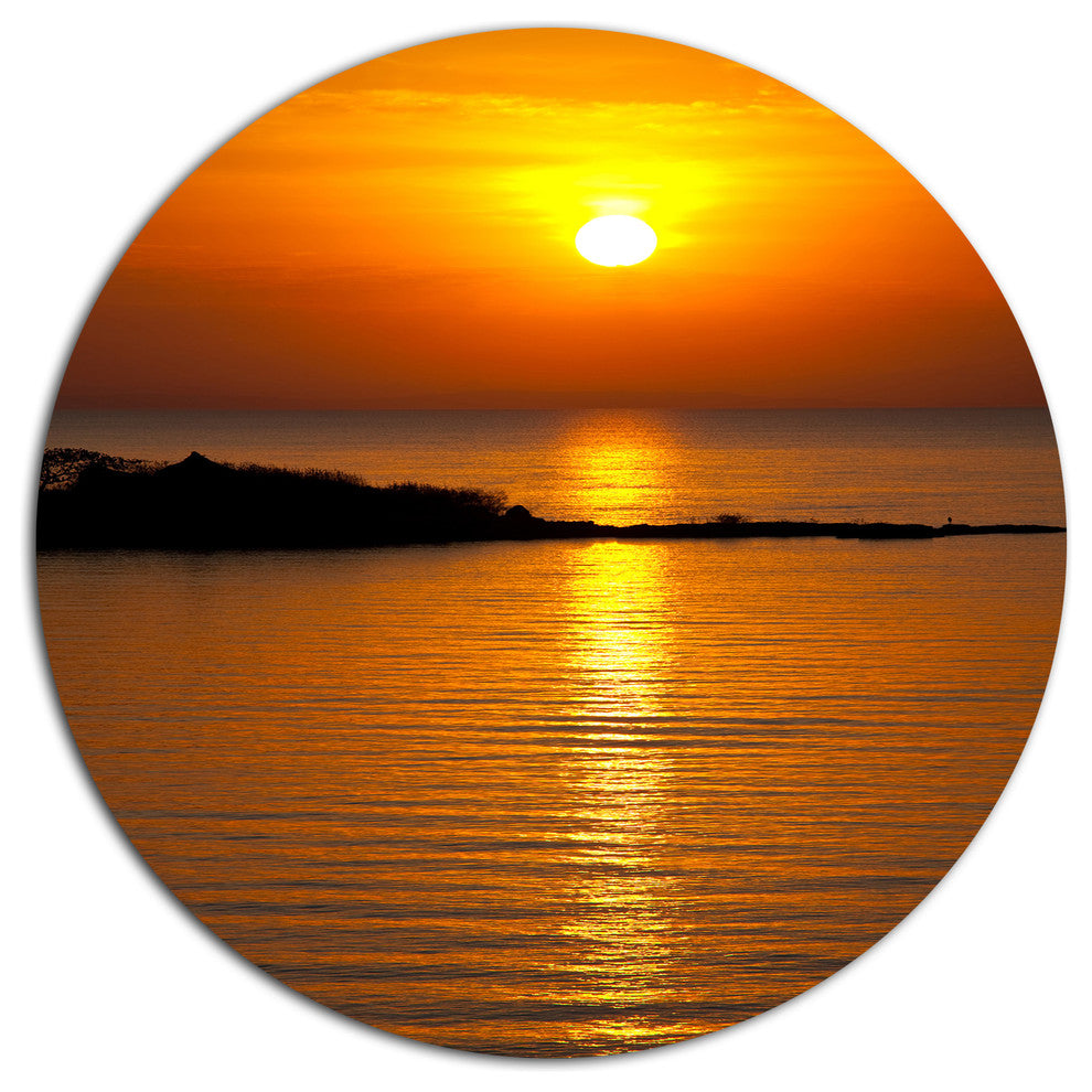 Beautiful Sunrise Reflecting In River, Seashore Round Wall Art, 36"