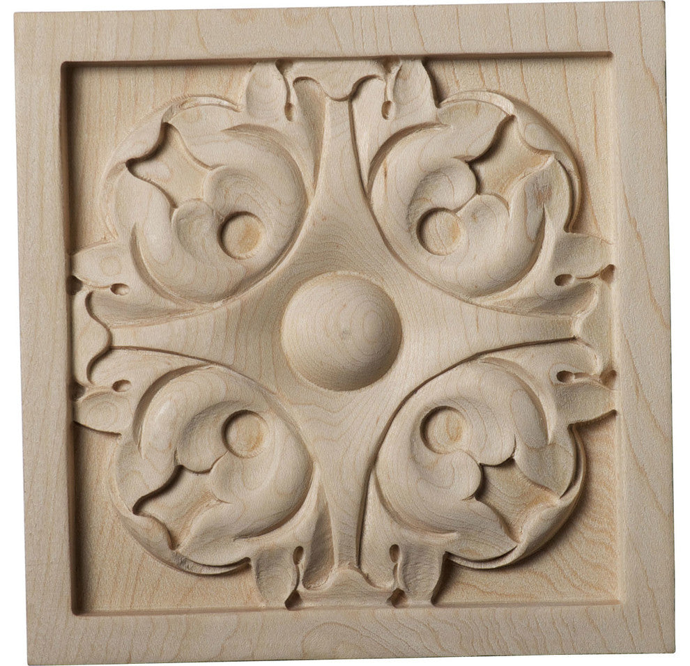 5 1/8"W x 5 1/8"H x 7/8"D Large Leaf Rosette, Cherry