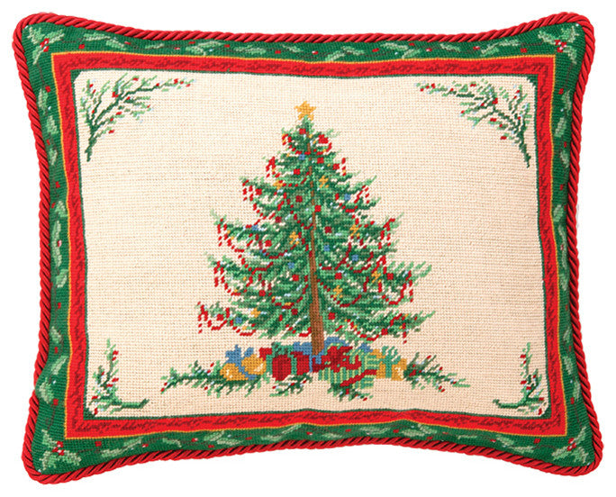 Classic Christmas With Berry NeedlePoint Pillow