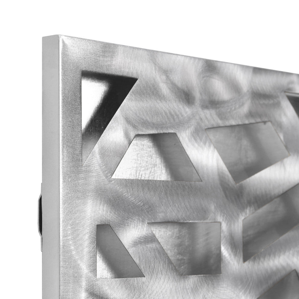 "Silver Enigma" Polished Steel Sculpture Abstract Wall Art, Silver Leaf, 72"x22"