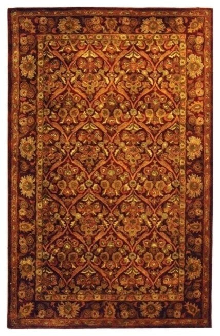 Safavieh Antiquity Collection AT51 Rug, Wine/Gold, 5'x8'