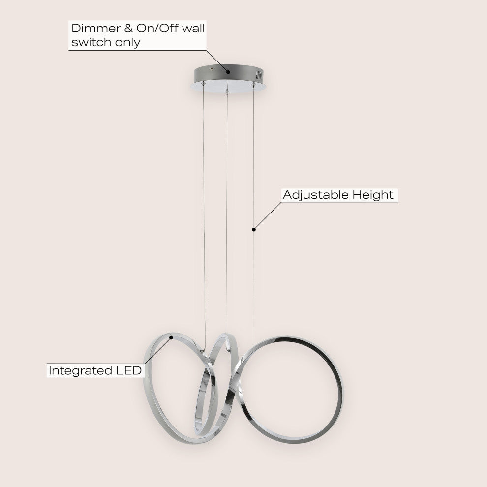 1-Light Contemporary Minimalist Aluminum Ribbon Integrated LED Pendant