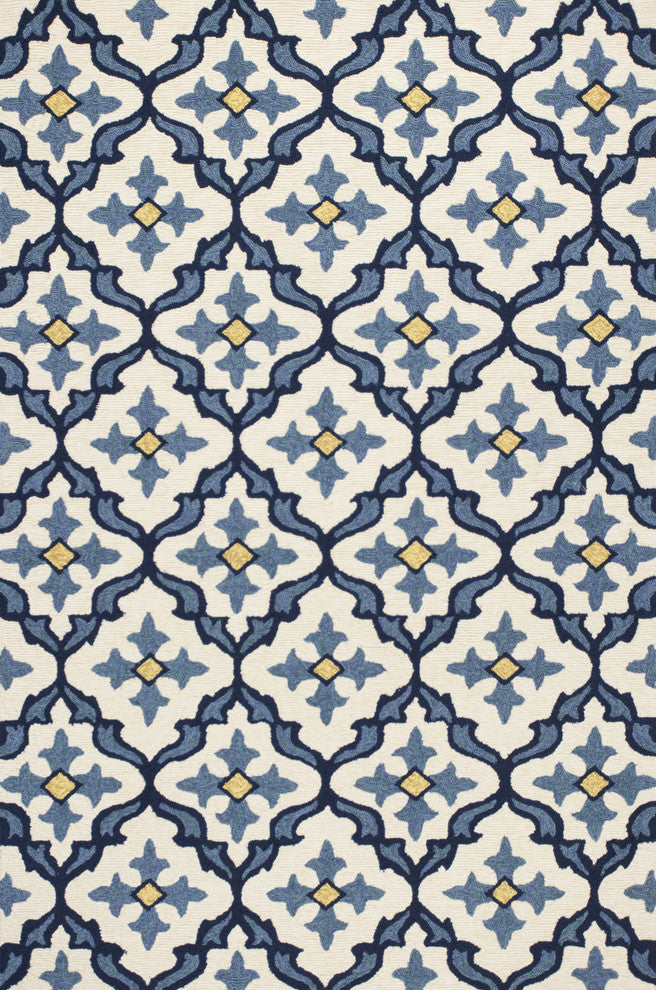 Harbor 4210 Ivory and Blue Mosaic Rug, 7'6"x9'6"