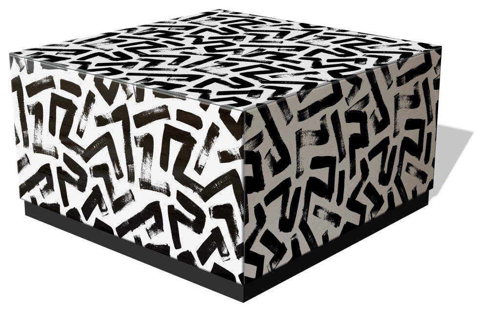 Intertwined Ibeveled Art Glass Cocktail Table With Plinth Base