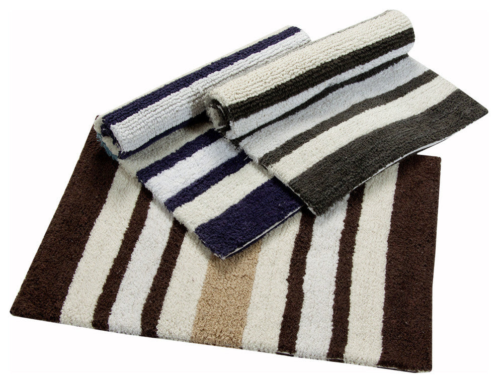 Bath Rug Cotton, GSF 220, Pattern Woven Stripes, Grey, 36"x24"