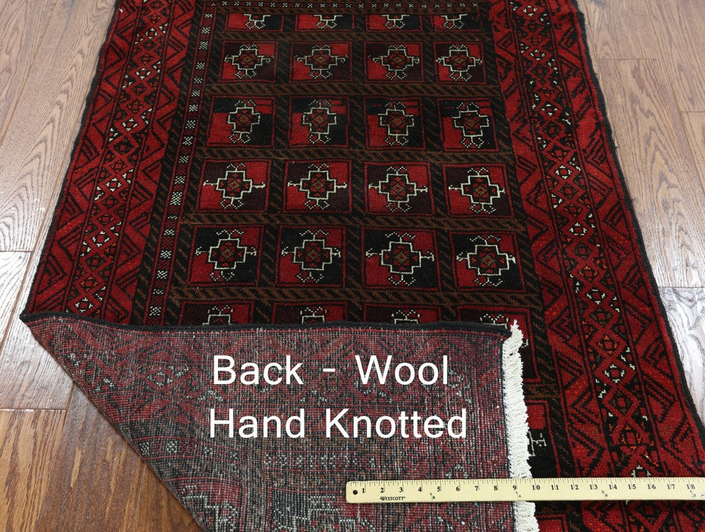3'x6 Handmade Persian Baluch Wool Area Rug, W2352