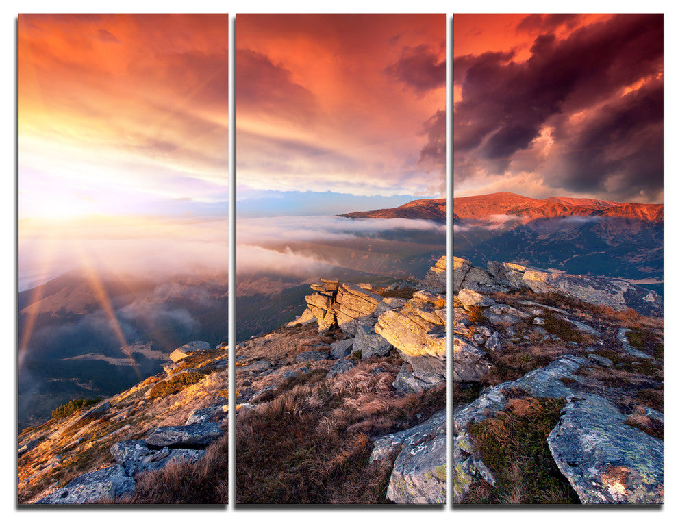 "Colorful Autumn Sky and Mountains" Photo Wall Art, 3 Panels, 36"x28"