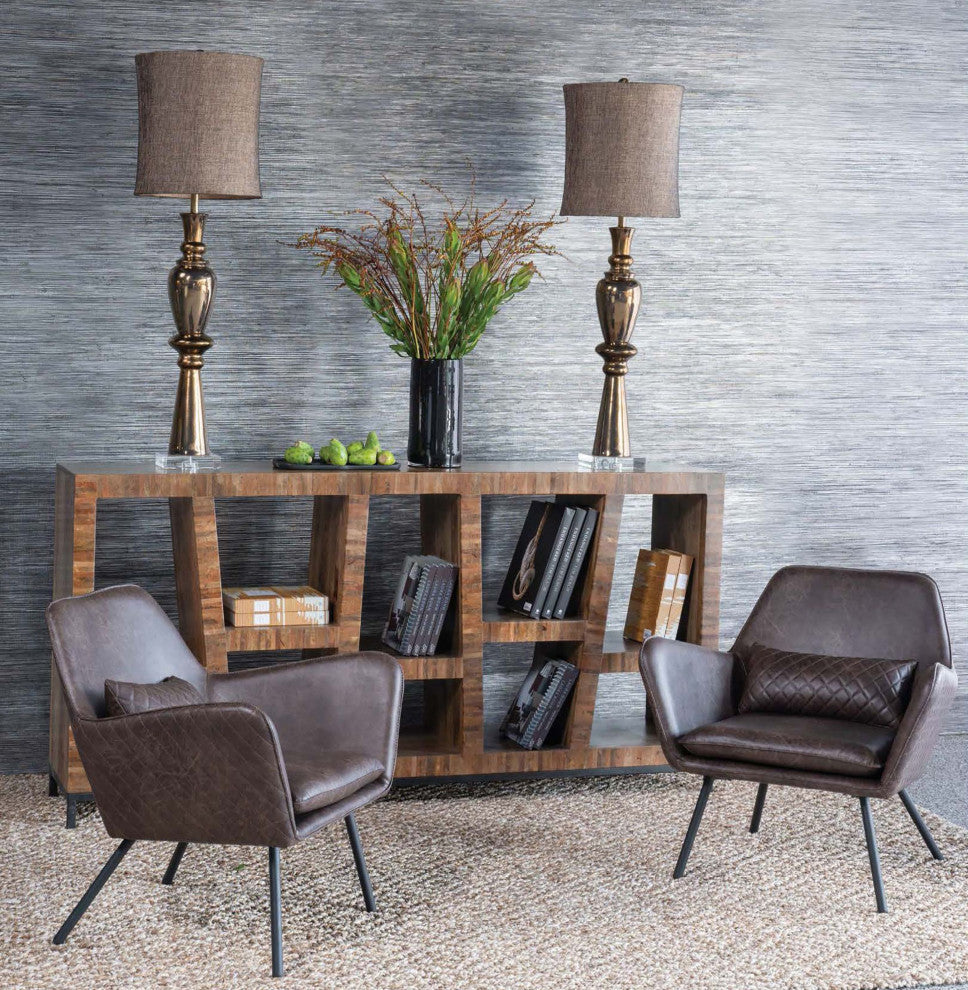 Leeds Bookcase Dark Walnut Finish Iron Base