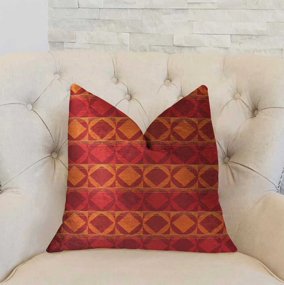 Celestial Red and Orange Luxury Throw Pillow, 12"x20"