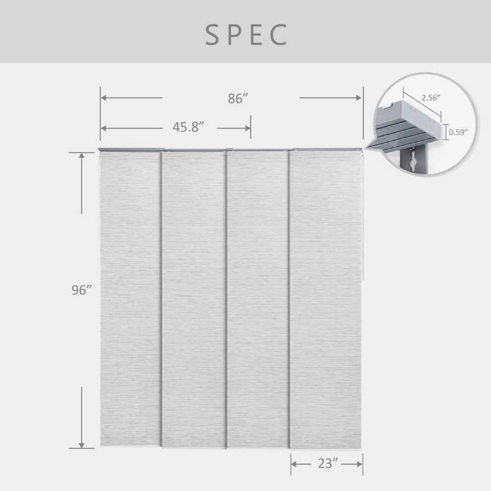 Adjustable Sliding Panel Track Blind 45.8"-86" W x 96" L, Classic, Mica
