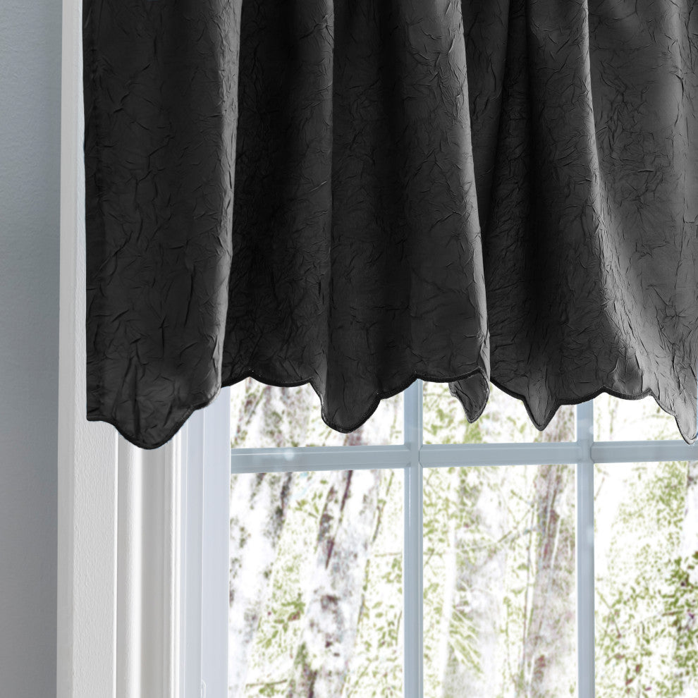 Portland Crushed Taffeta 48" x 15" Valance, Black