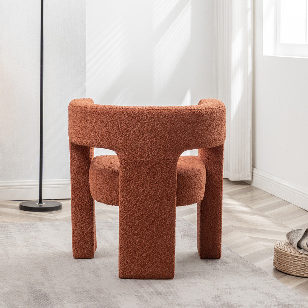 28" Wide Boucle Upholstered Square Armchair, Caramel