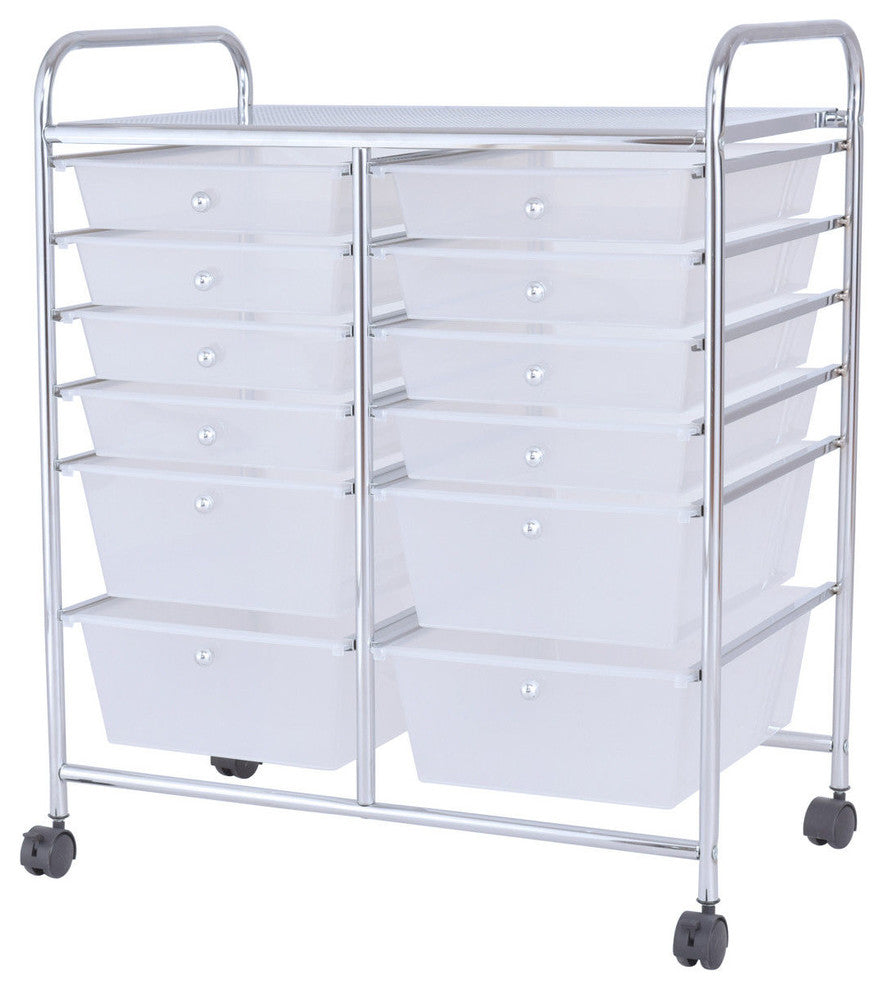 Costway 12 Drawer Rolling Storage Cart Scrapbook Paper Office School Organizer