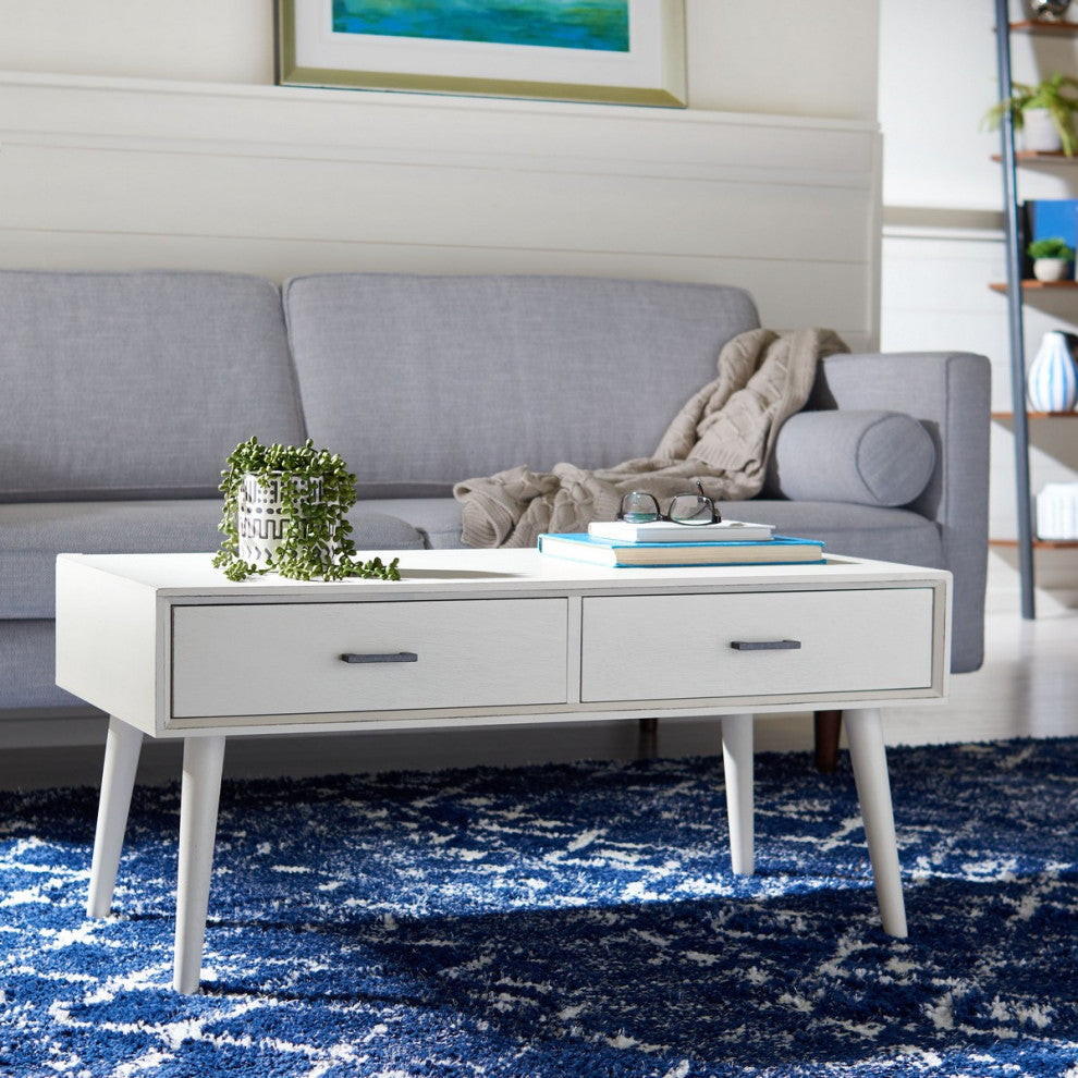 Safavieh Mozart Mid Century Coffee Table, Distressed White