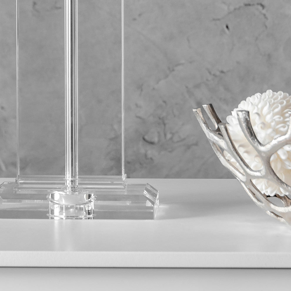 Nuloom 25" Helena Crystal Ionic Column Cotton Shade Clear Table Lamp