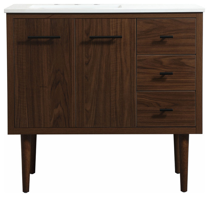 Home Living 22" Midcentury Modern Walnut-Light Bathroom Vanity