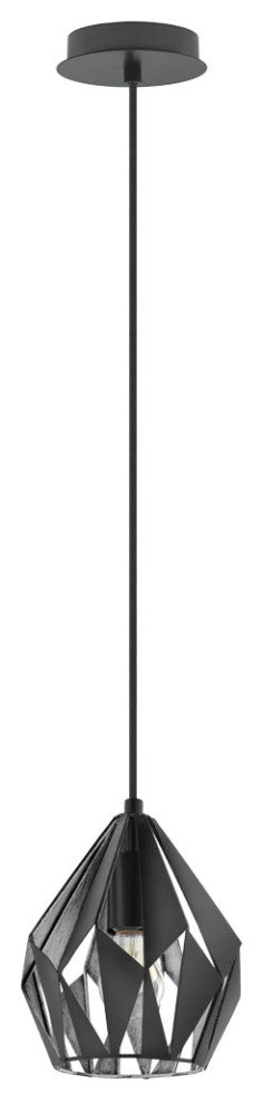 Carlton 3, 1-Light Geometric Pendant, Black, Silver Finish