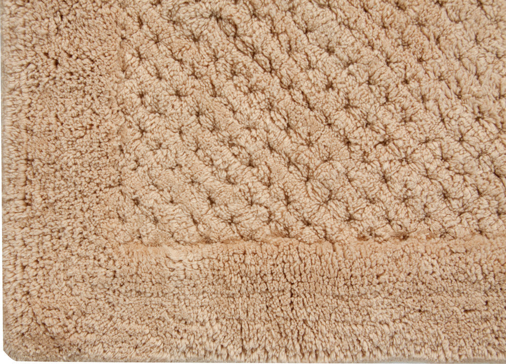 Bath Rug Cotton, 2 Piece Set, 34"x21" and 36"x24", Beige, GSF 180, Waffle