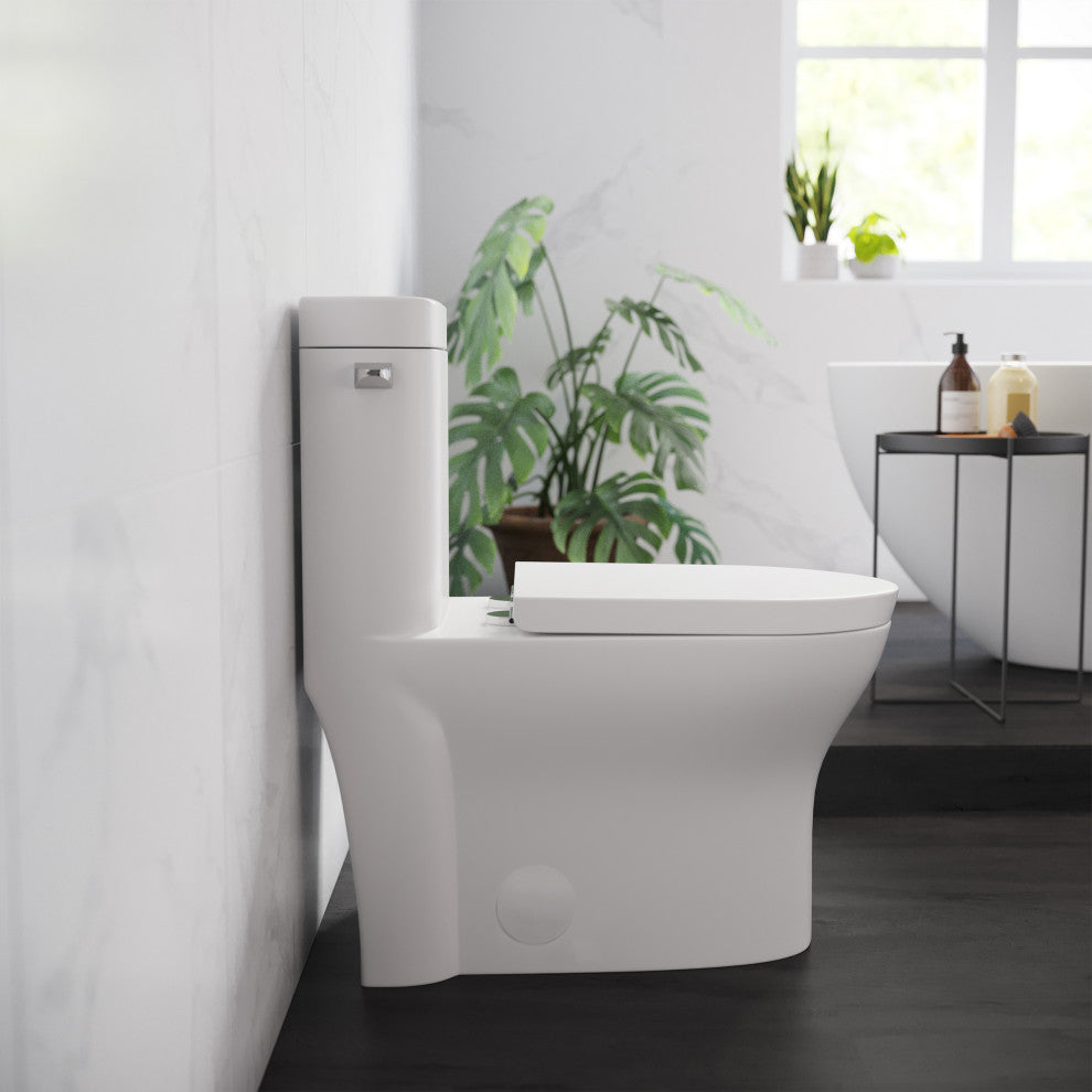 Monaco One Piece Elongated Left Side Flush Handle Toilet 1.28 gpf