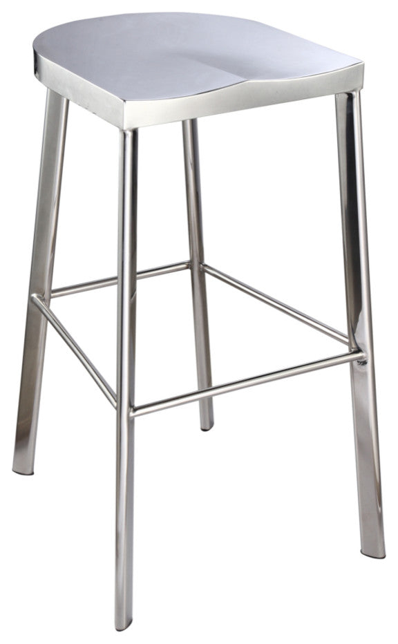 Modern Classics Swiss Polished Bar Stool, Silver