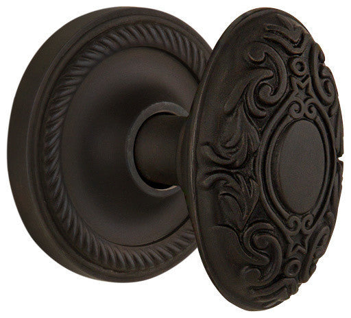 Rope Rosette Privacy Victorian Door Knob, Oil-Rubbed Bronze