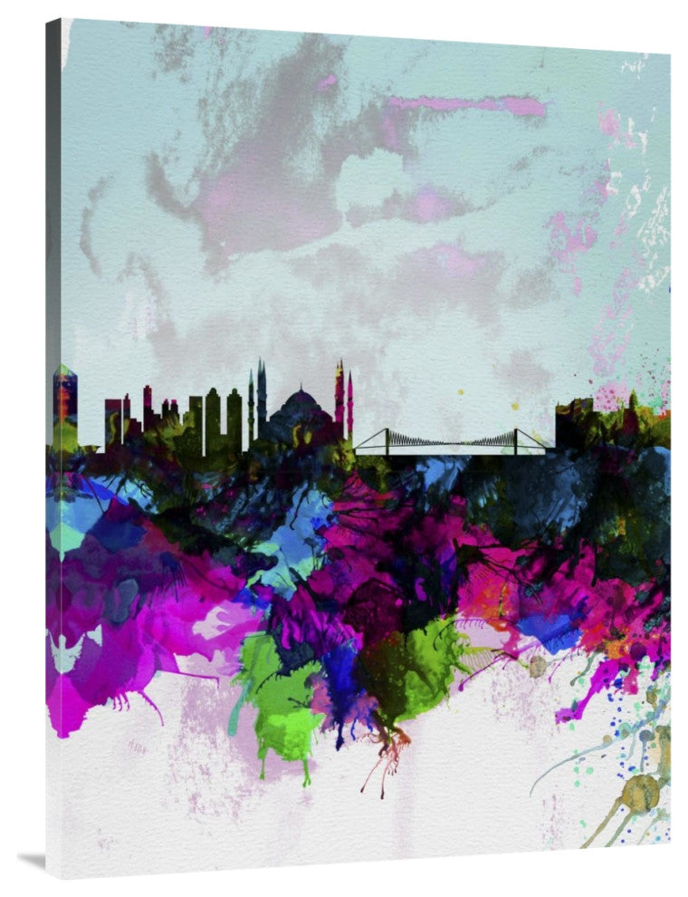 "Istanbul Watercolor Skyline" Fine Art Print
