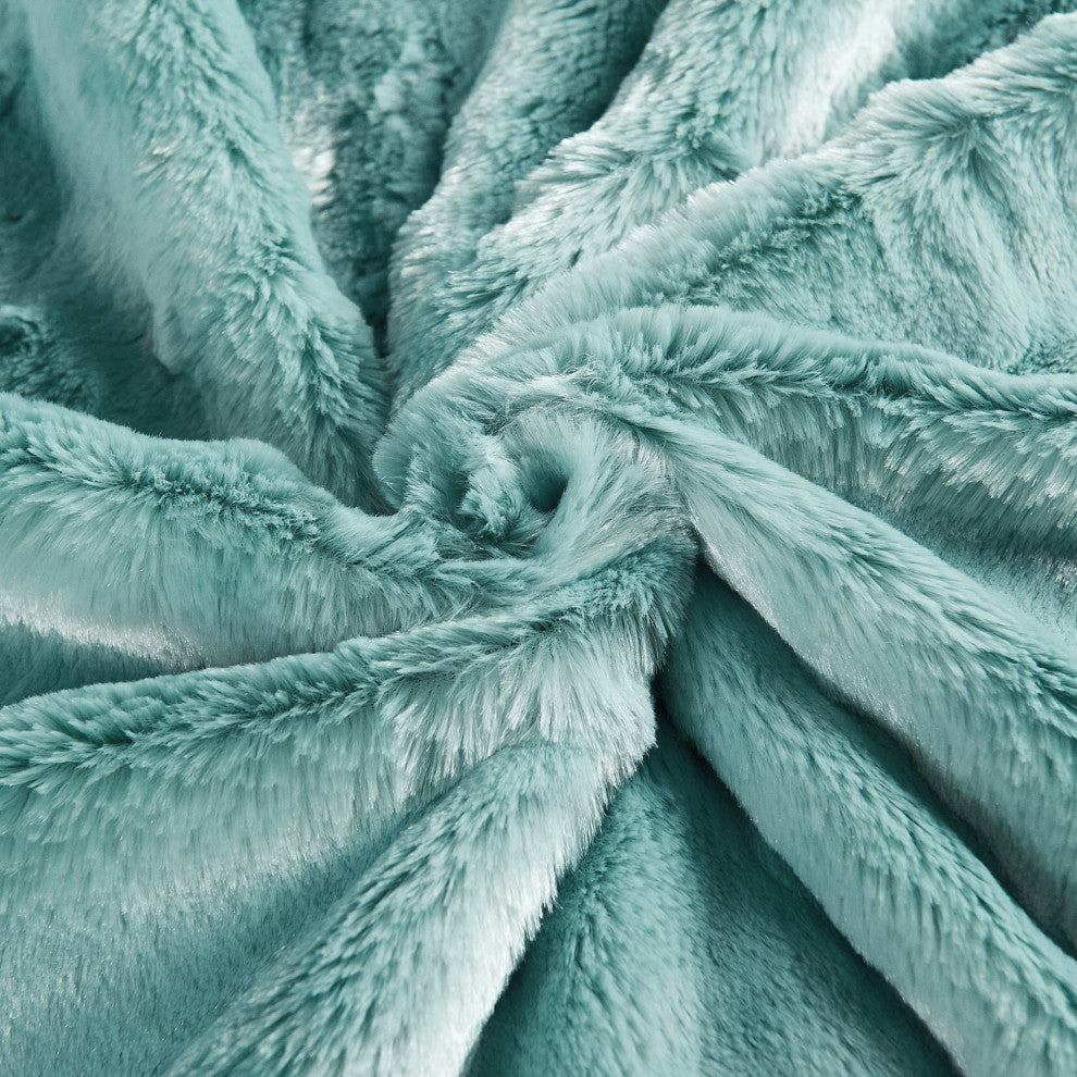 Plain Faux Fur Throw Blanket, Harbor Grey, 50''x60''