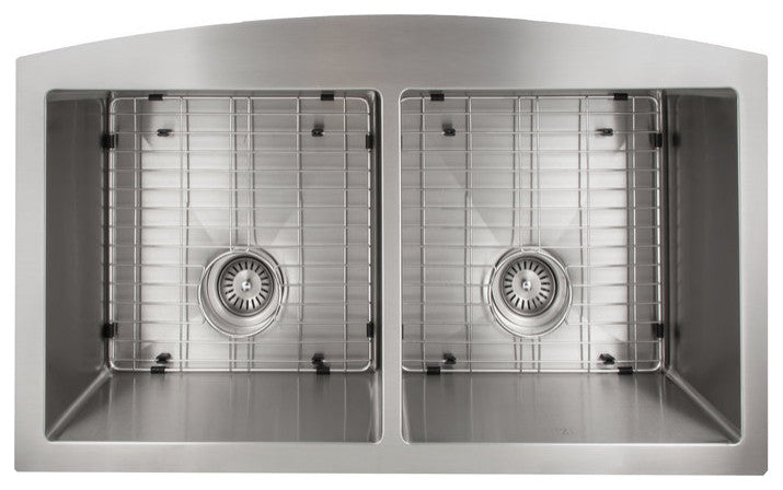 ZLINE Farmhouse Double Bowl Sink in Stainless Steel with Bottom Grid