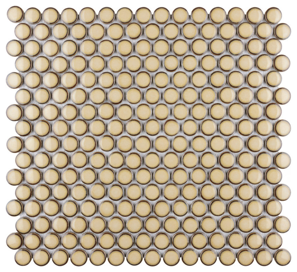Hudson Penny Porcelain Mosaic Floor and Wall Tile, Caffe