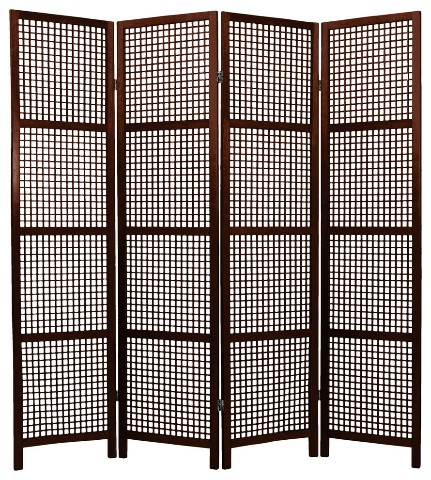 6' Tall Miyagi Shoji Screen, 4 Panel, Walnut