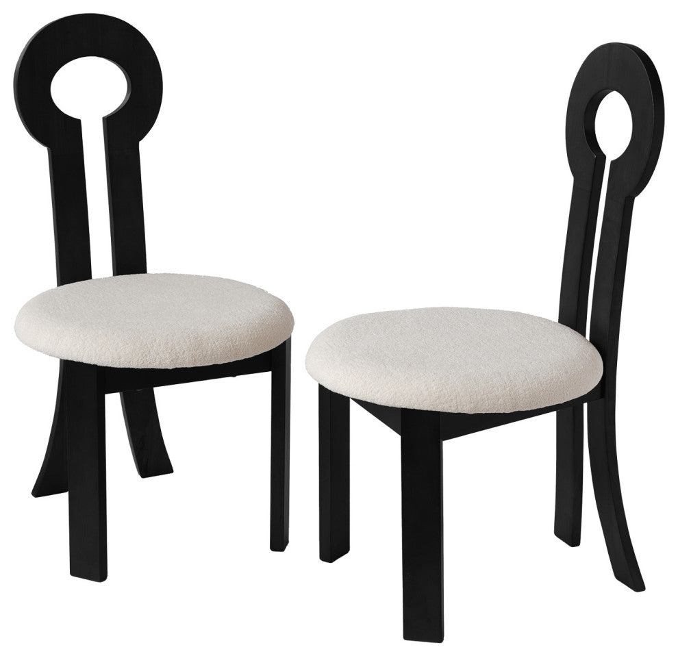 GDF Studio Vintage Armless Rubber Solid Wood Dining Chair, Set of 2, Black/White