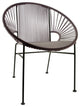 Concha Indoor/Outdoor Handmade Dining Chair, Gray Weave, Black Frame