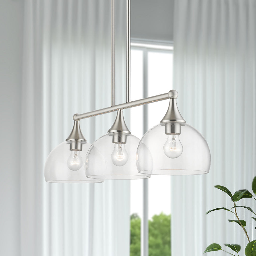 3 Light Brushed Nickel Linear Chandelier