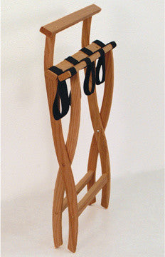 WallSaver Luggage Rack with Tapestry Webbing, Mahogany