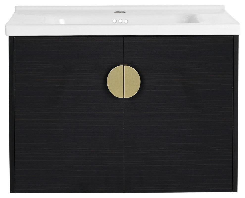 GDF Studio 40" Wall-Mounted Bathroom Vanity, Ceramic Sink & Soft-Close Doors