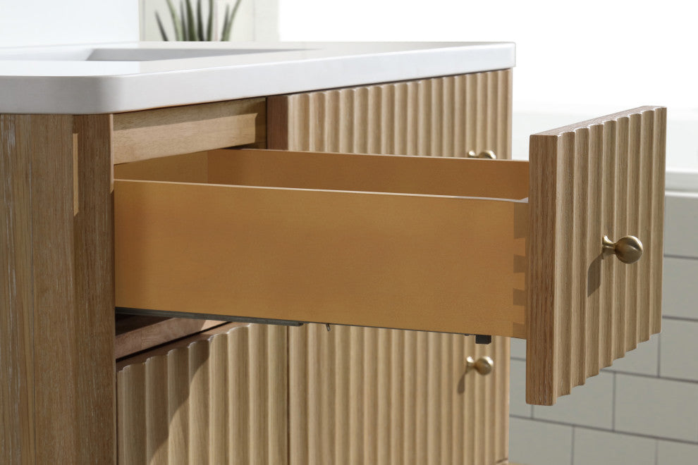 La Jolla Bathroom Vanity, Washed Oak, 42", Single Sink, Freestanding